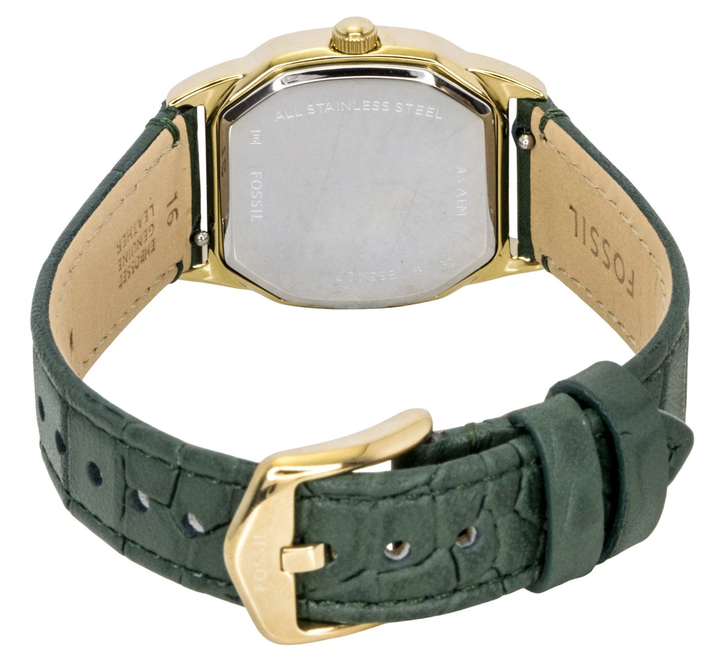 Fossil Harlow Green Croco Lederarmband Cream Dial Quarz ES5427 Damenuhr