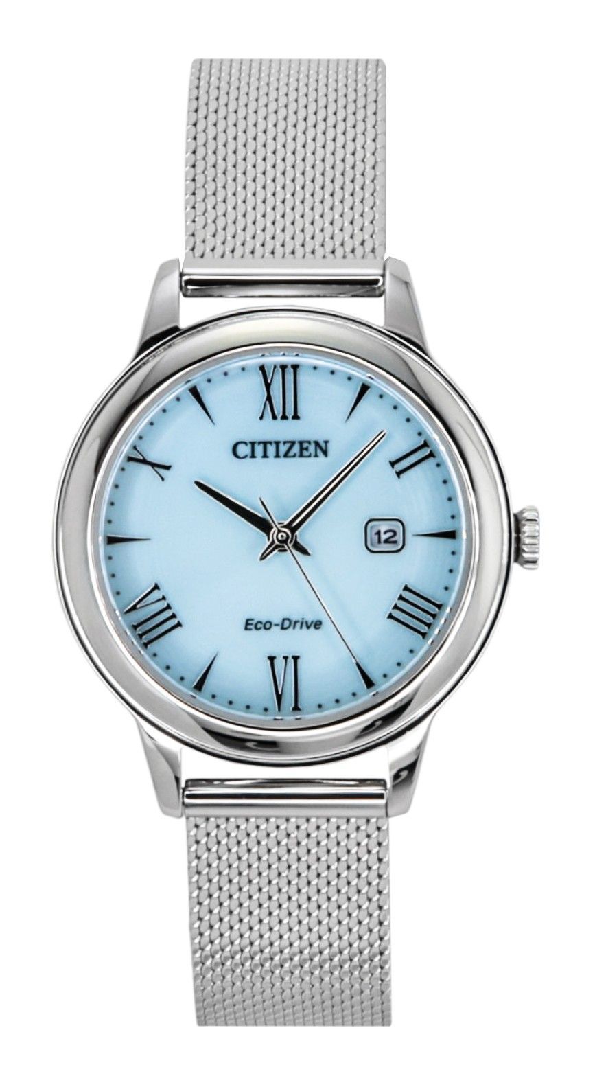 Citizen Elegance Edelstahl Blaues Zifferblatt Eco-Drive EW2621-75M 100M Damenuhr