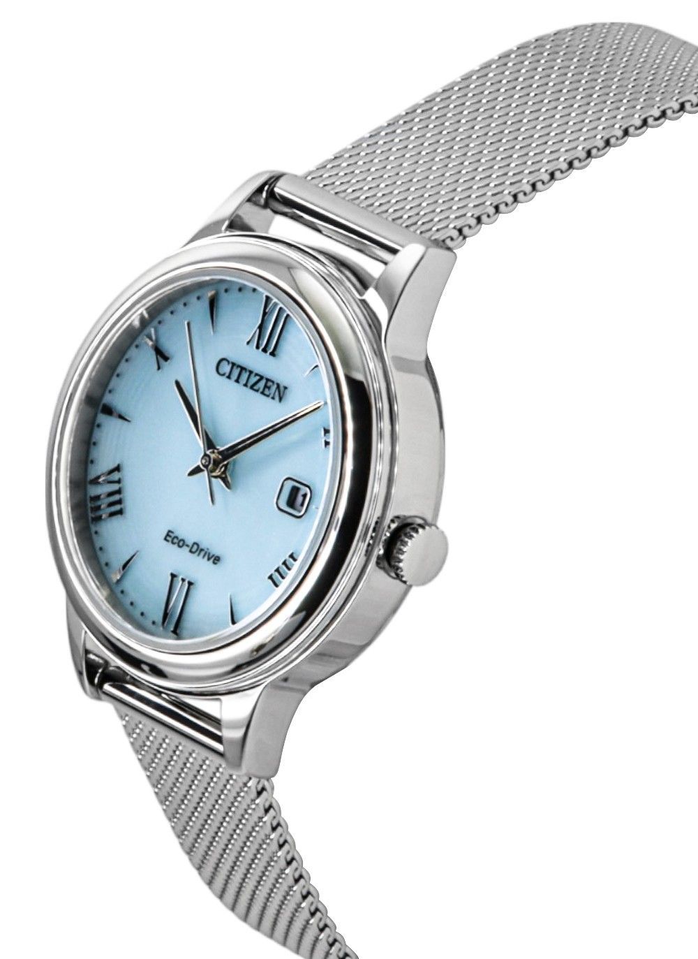 Citizen Elegance Edelstahl Blaues Zifferblatt Eco-Drive EW2621-75M 100M Damenuhr