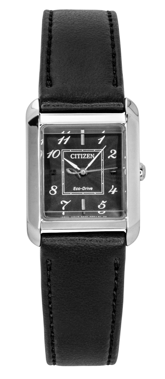 Citizen Bianca Lederarmband Schwarzes Zifferblatt Eco-Drive EW5600-01E Damenuhr