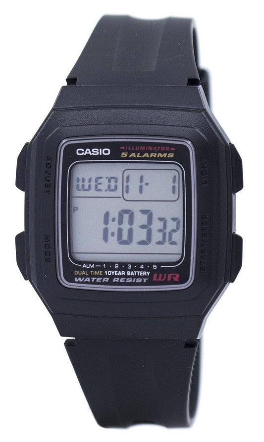Casio Digital 5 Alarms Dual Time Illuminator F-201WA-1ADF F201WA-1ADF Herrenuhr