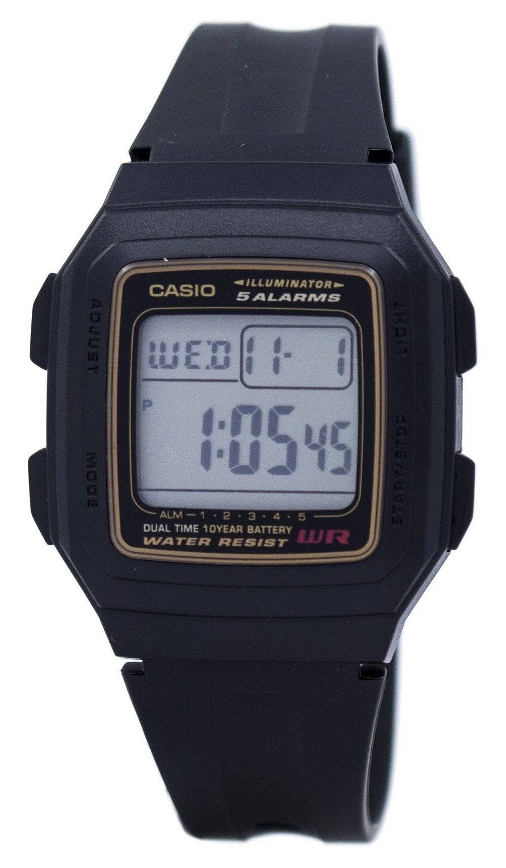 Casio Digital 5 Alarms Dual Time Illuminator F-201WA-9ADF F201WA-9ADF Herrenuhr