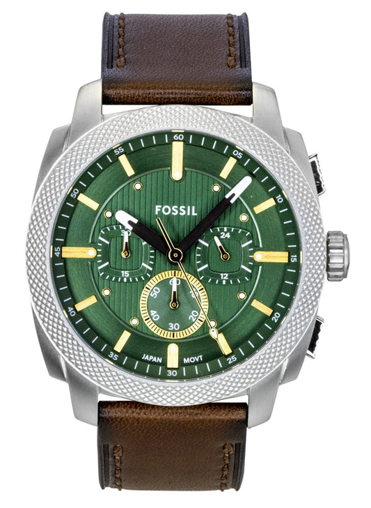 Fossil Machine Chronograph Lederarmband Gr?nes Zifferblatt Quarz FS6100 Herrenuhr