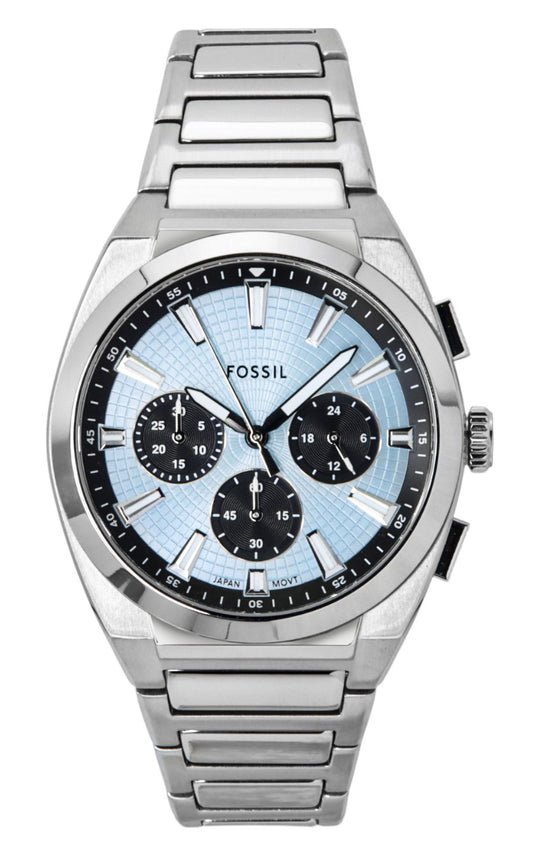 Fossil Everett Chronograph Edelstahl Blaues Zifferblatt Quarz FS6105 Herrenuhr