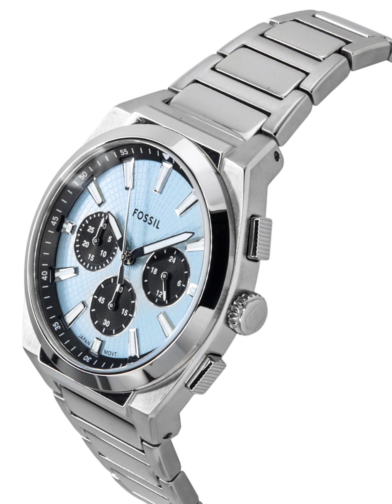 Fossil Everett Chronograph Edelstahl Blaues Zifferblatt Quarz FS6105 Herrenuhr