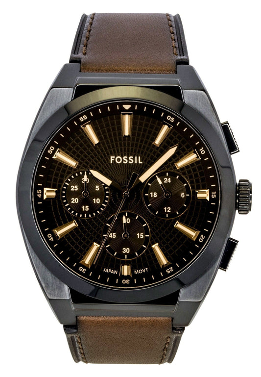 Fossil Everett Chronograph Lederarmband Braunes Zifferblatt Quarz FS6108 Herrenuhr