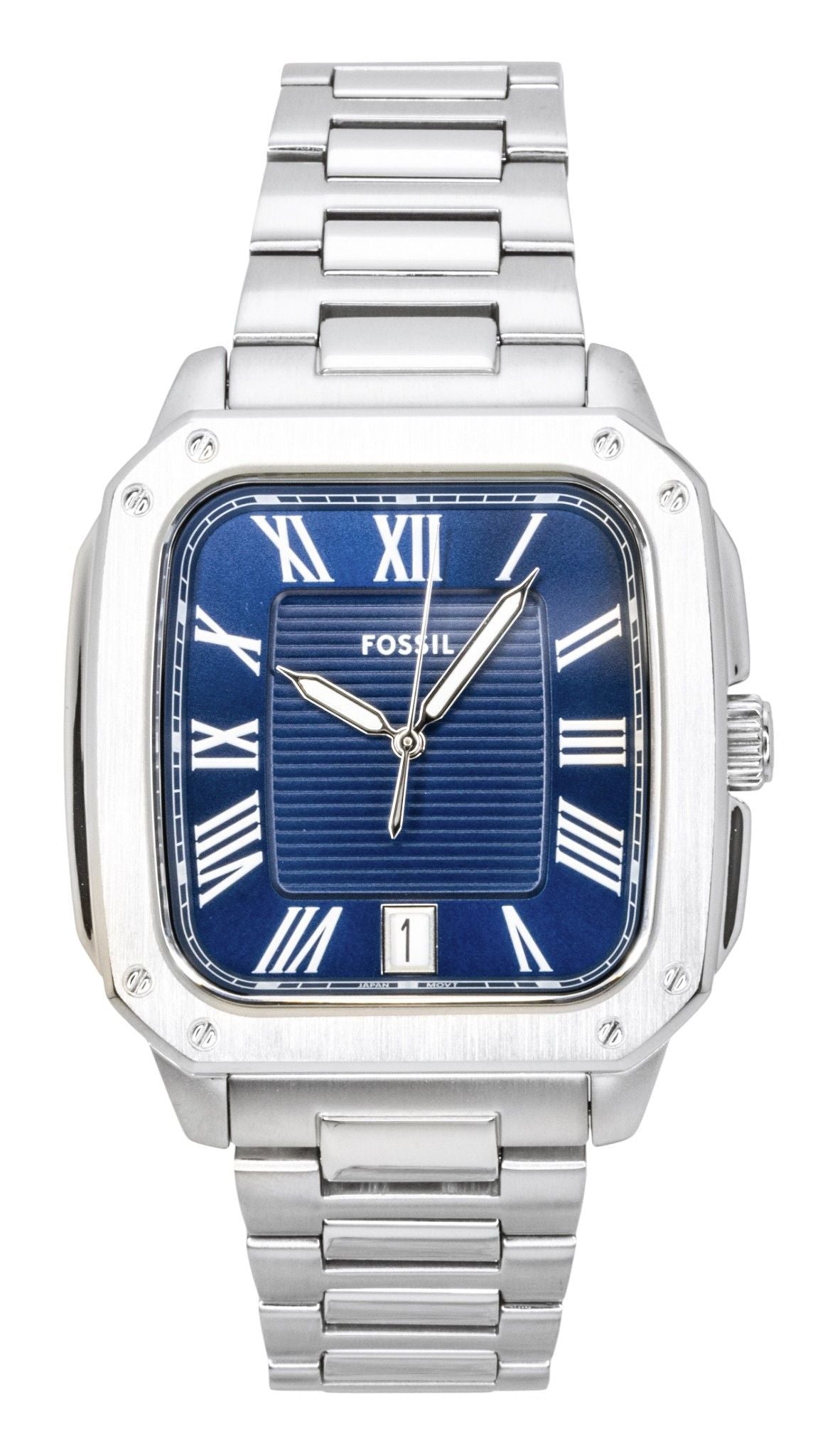 Fossil Crosby Edelstahl Blaues Zifferblatt Quarz FS6121 Herrenuhr