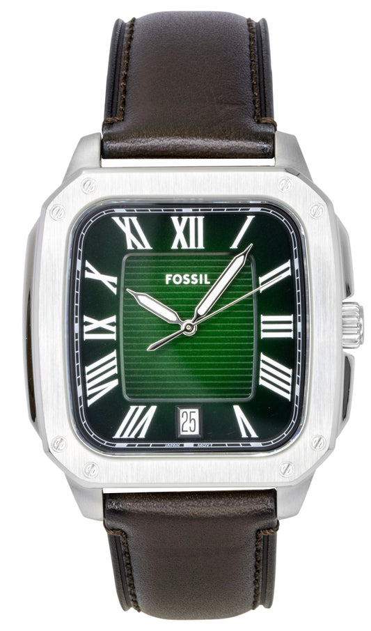 Fossil Crosby Lederarmband Gr?nes Zifferblatt Quarz FS6150 Herrenuhr