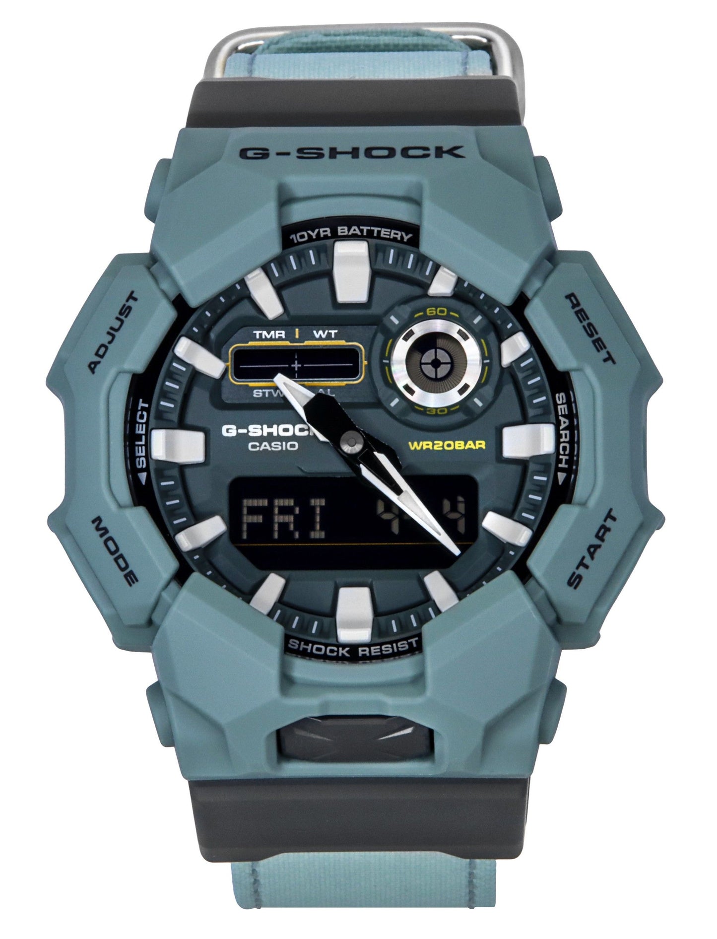 Casio G-Shock Analog Digital Cloth Strap Blaues Zifferblatt Quarz GA-010CE-2A 200M Herrenuhr