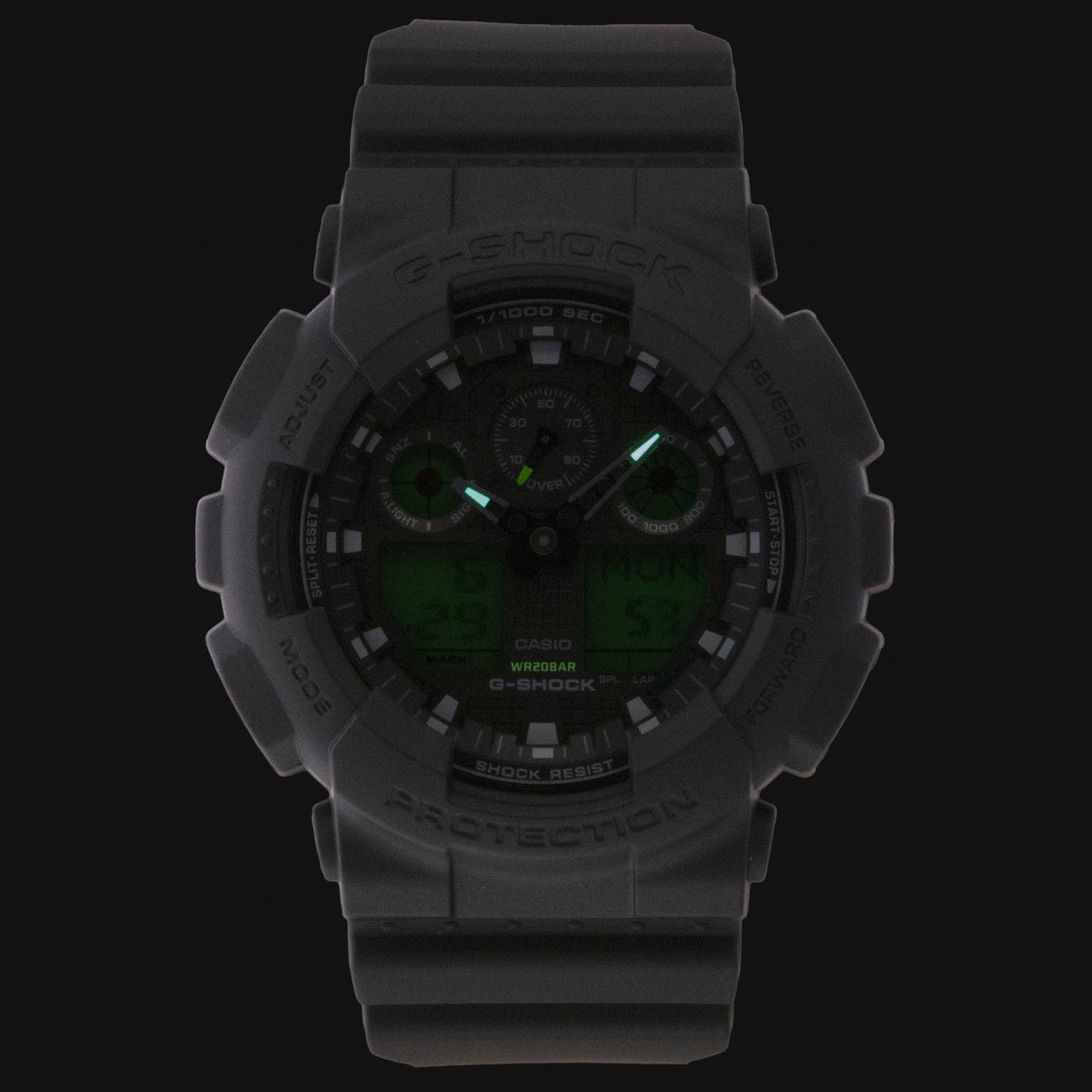 Casio G-Shock Analog Digital Schwarzes Zifferblatt Resin Quarz GA-100BEG-1A 200M Herrenuhr