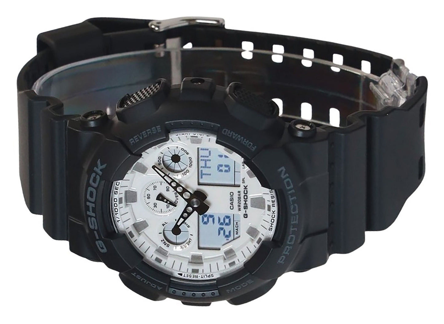 Casio G-Shock Analog Digital Resin Strap White Dial Quarz GA-100WD-1A 200M Herrenuhr