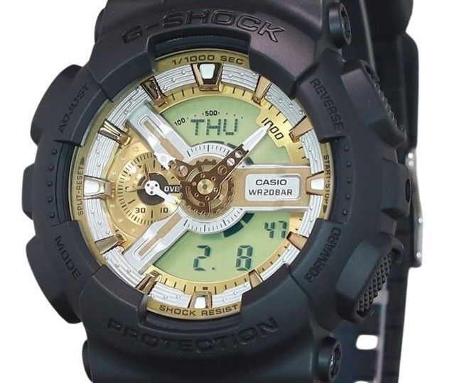 Casio G-Shock Analog Digital Resin Strap Gold Dial Quarz GA-110CD-1A9 200M Herrenuhr