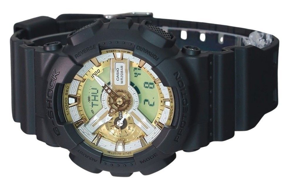 Casio G-Shock Analog Digital Resin Strap Gold Dial Quarz GA-110CD-1A9 200M Herrenuhr