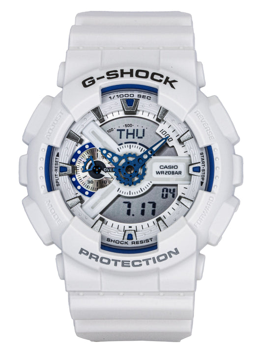 Casio G-Shock Analog Digital Resin Strap White Dial Quarz GA-110HDS-7A 200M Herrenuhr