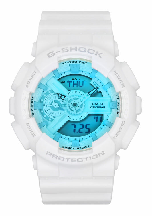 Casio G-Shock Analog Digital White Resin Strap Multicolor Dial Quarz GA-110TL-7A 200M Herrenuhr