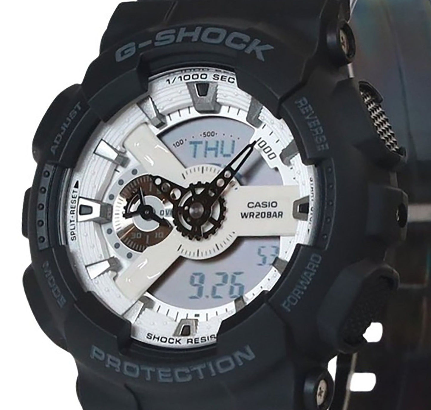 Casio G-Shock Analog Digital Resin Strap White Dial Quarz GA-110WD-1A 200M Herrenuhr
