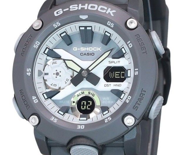 Casio G-Shock Hidden Glow Series Analog Digital Resin Strap Graues Zifferblatt Quarz GA-2000HD-8A 200M Herrenuhr