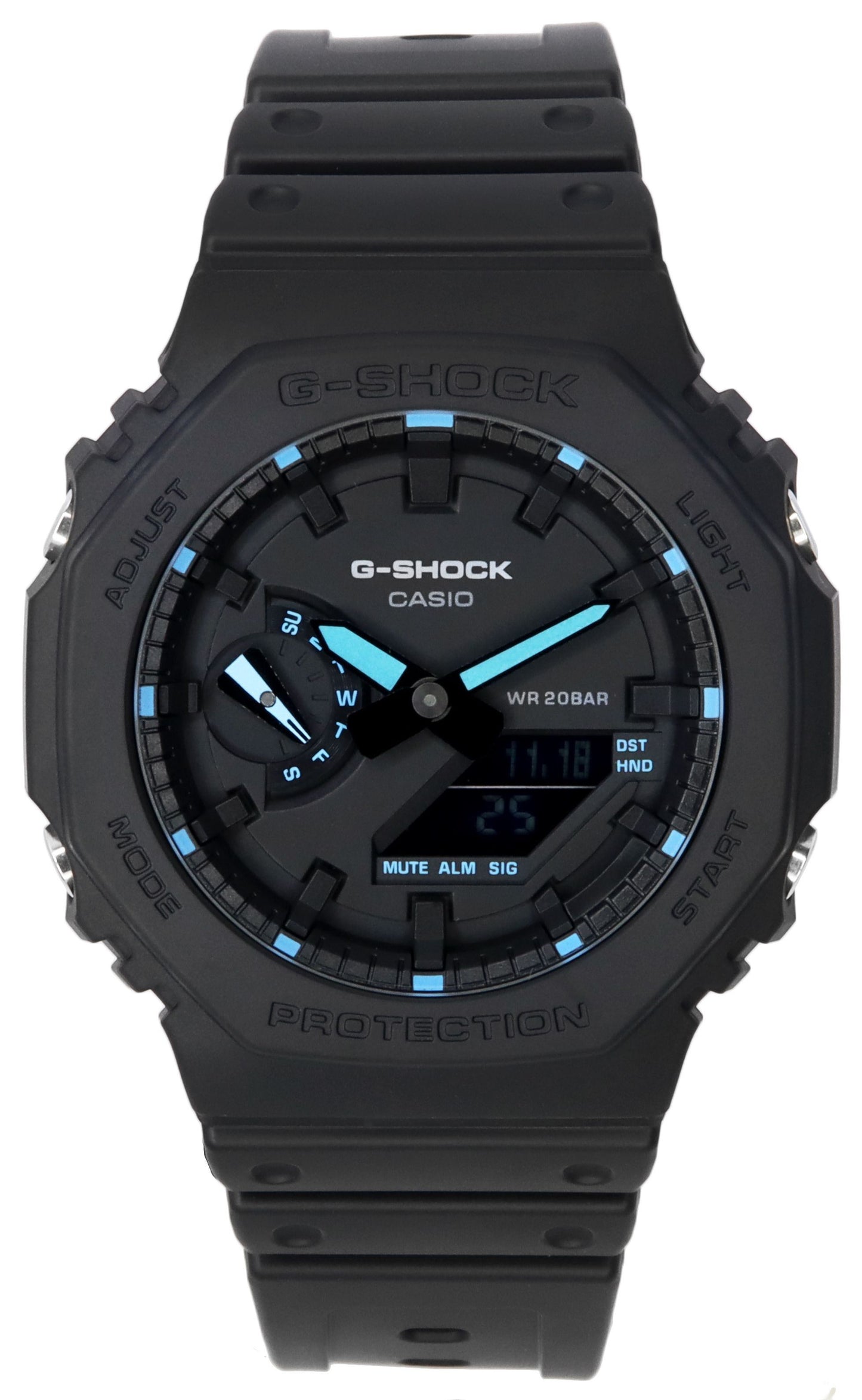 Casio G-Shock Neon Accent Analog Digital Quarz GA-2100-1A2 GA2100-1A2 200M Herrenuhr