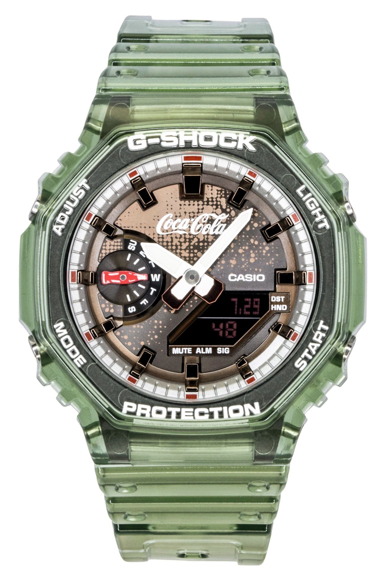Casio G-Shock Coca Cola Collaboration Analog Digital Bio-Based Resin Strap Braunes Zifferblatt Quarz GA-2100CC-3A 200M Herrenuhr