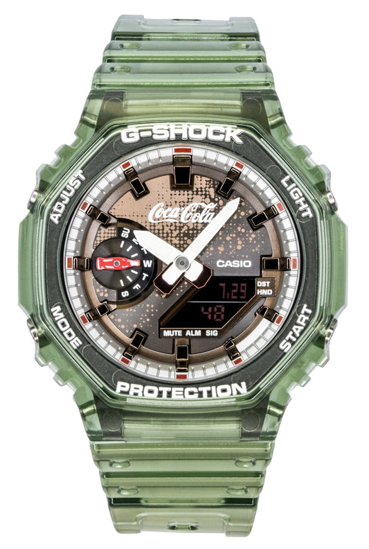 Casio G-Shock Coca Cola Collaboration Analog Digital Bio-Based Resin Strap Braunes Zifferblatt Quarz GA-2100CC-3A 200M Herrenuhr