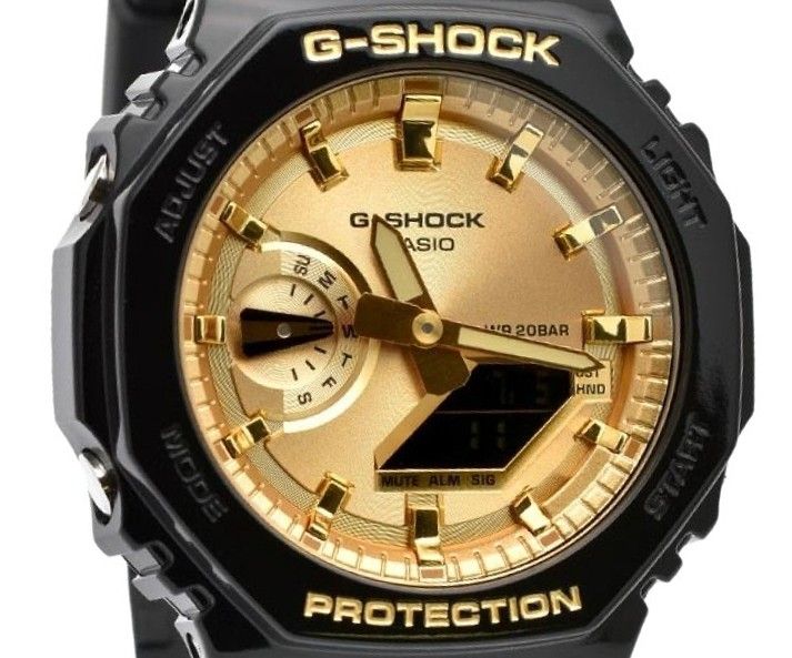 Casio G-Shock Analog Digital Black And Gold Color Resin Strap Quarz GA-2100GB-1A 200M Herrenuhr
