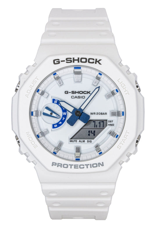 Casio G-Shock Analog Digital Resin Strap White Dial Quarz GA-2100HDS-7A 200M Herrenuhr