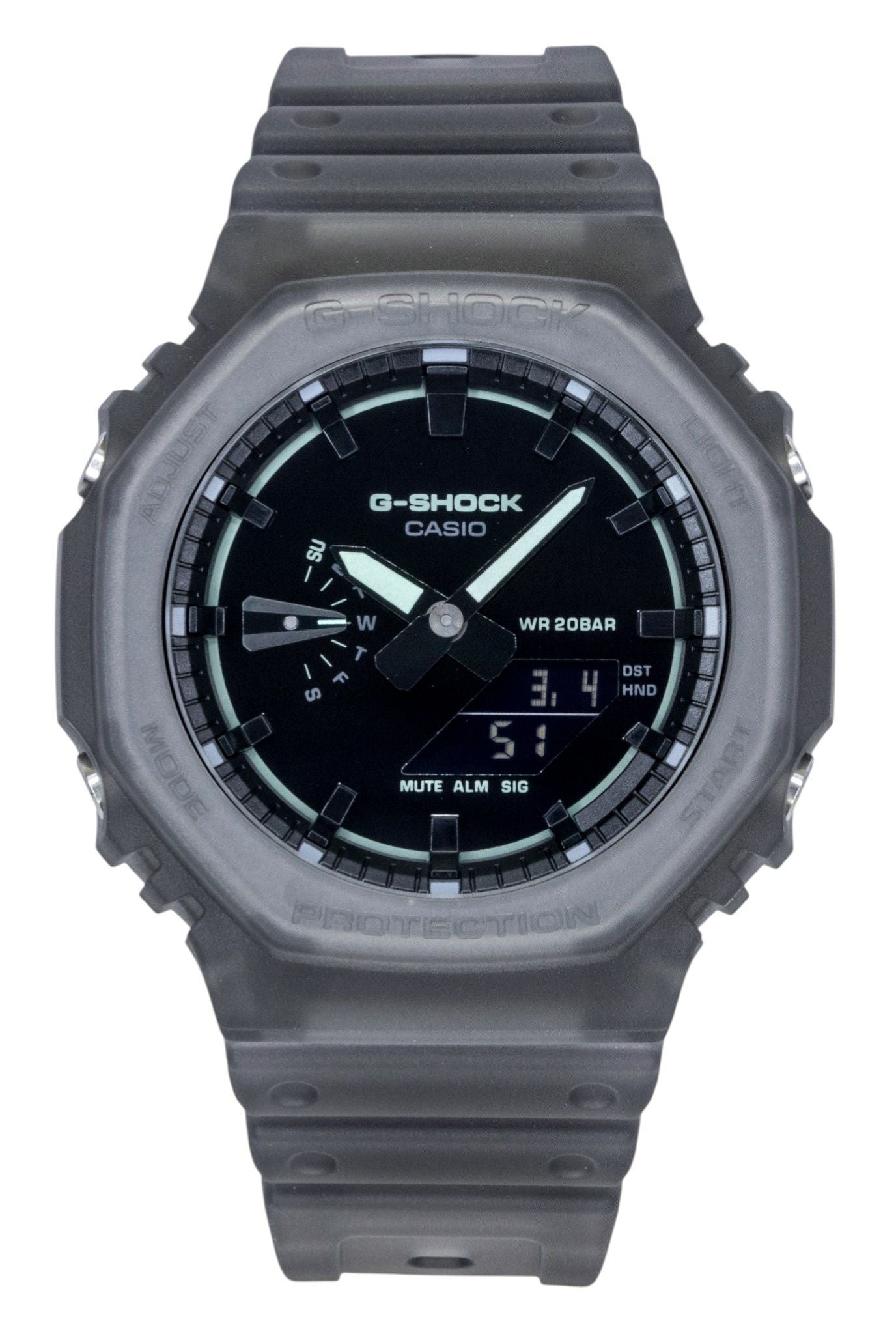 Casio G-Shock Analog Digital Resin Strap Schwarzes Zifferblatt Quarz GA-2100K-1A 200M Herrenuhr