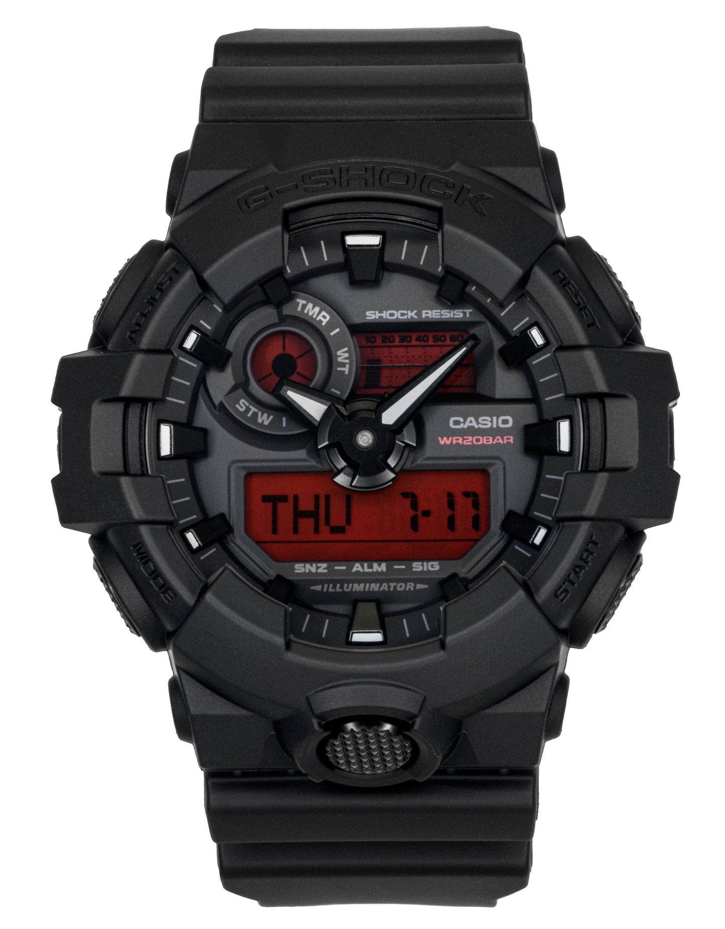 Casio G-Shock Analog Digital Resin Strap Schwarzes Zifferblatt Quarz GA-700BBR-1A 200M Herrenuhr