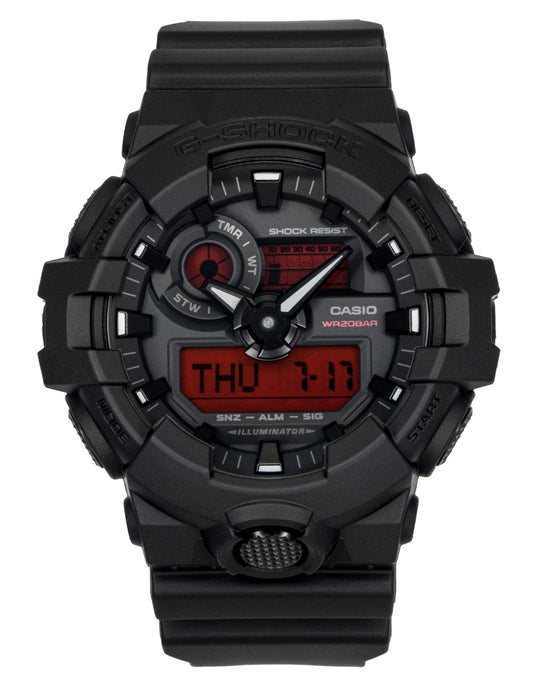 Casio G-Shock Analog Digital Resin Strap Schwarzes Zifferblatt Quarz GA-700BBR-1A 200M Herrenuhr