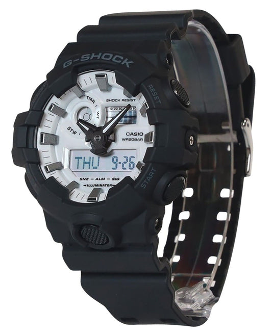 Casio G-Shock Analog Digital Resin Strap White Dial Quarz GA-700WD-1A 200M Herrenuhr