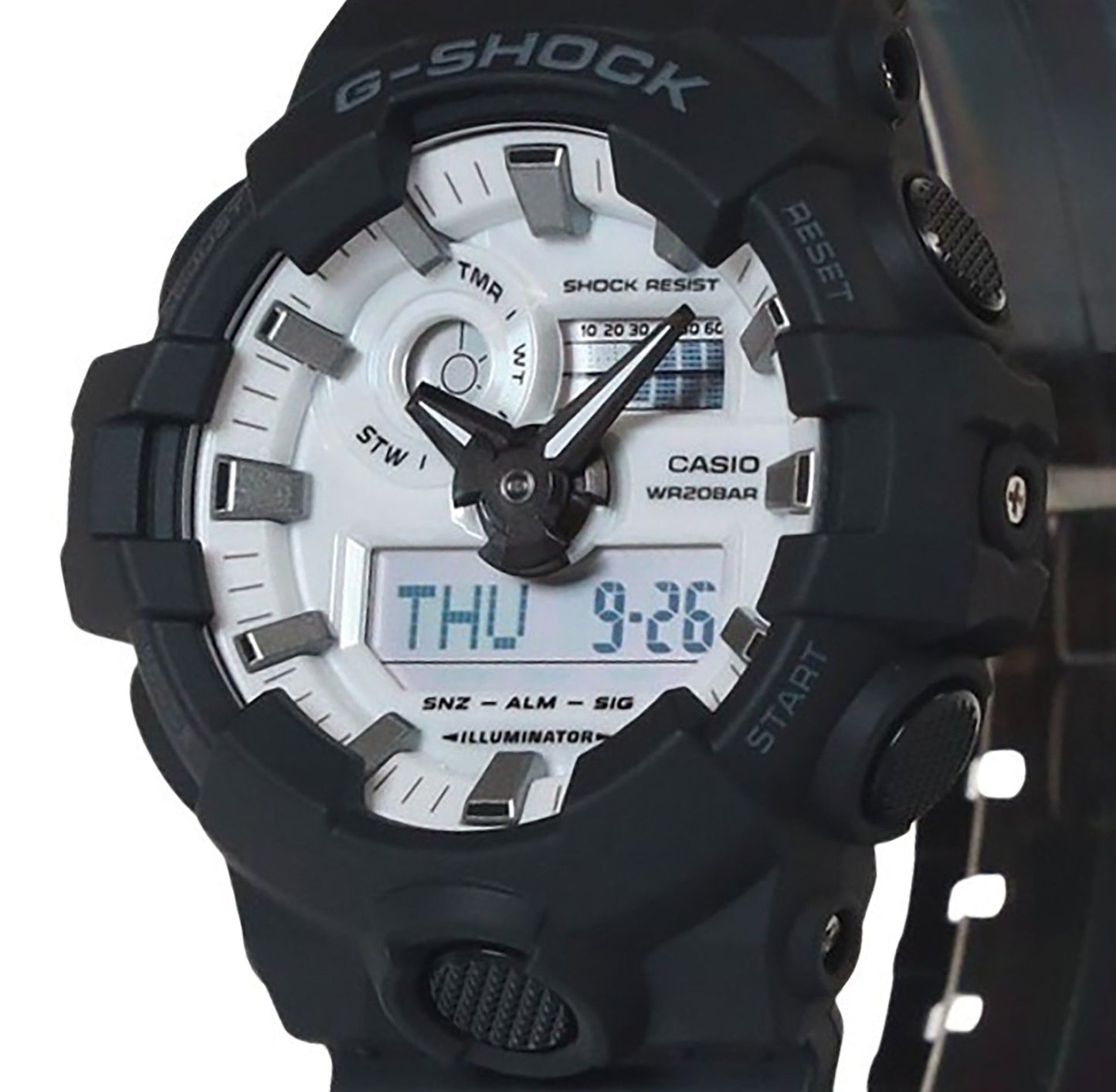 Casio G-Shock Analog Digital Resin Strap White Dial Quarz GA-700WD-1A 200M Herrenuhr