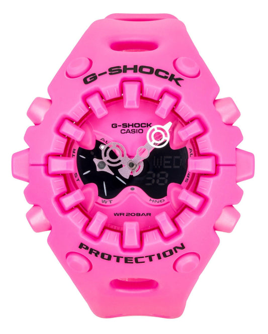 Casio G-Shock Analog Digital Pink Resin Strap Pink Dial Quarz GA-V01-4A 200M Damenuhr