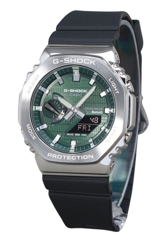 Casio G-Shock G-Steel Analog Digital Smartphone Link Resin Strap Gr?nes Zifferblatt Tough Solar GBM-2100A-1A3 200M Herrenuhr