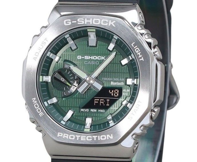 Casio G-Shock G-Steel Analog Digital Smartphone Link Resin Strap Gr?nes Zifferblatt Tough Solar GBM-2100A-1A3 200M Herrenuhr