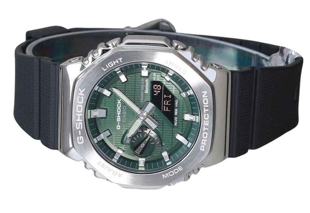 Casio G-Shock G-Steel Analog Digital Smartphone Link Resin Strap Gr?nes Zifferblatt Tough Solar GBM-2100A-1A3 200M Herrenuhr