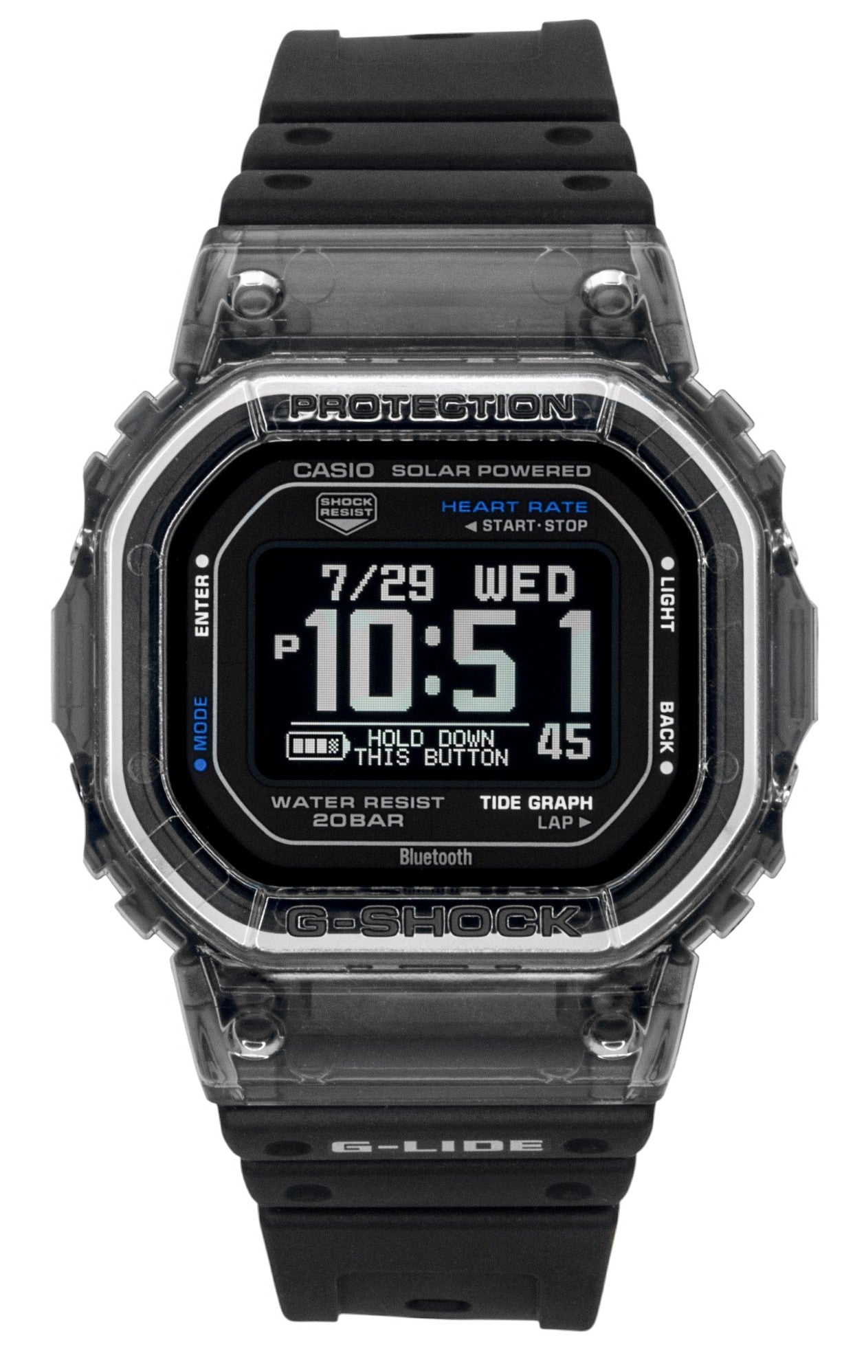 Casio G-Shock G-Lide Smartphone Link Digital Bio-Based Resin Strap Solar GBX-H5600-1 200M Herrenuhr