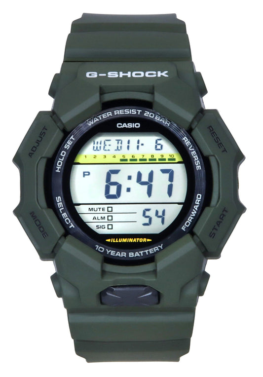Casio G-Shock Digital Bio-Based Green Resin Strap Schwarzes Zifferblatt Quarz GD-010-3 200M Herrenuhr