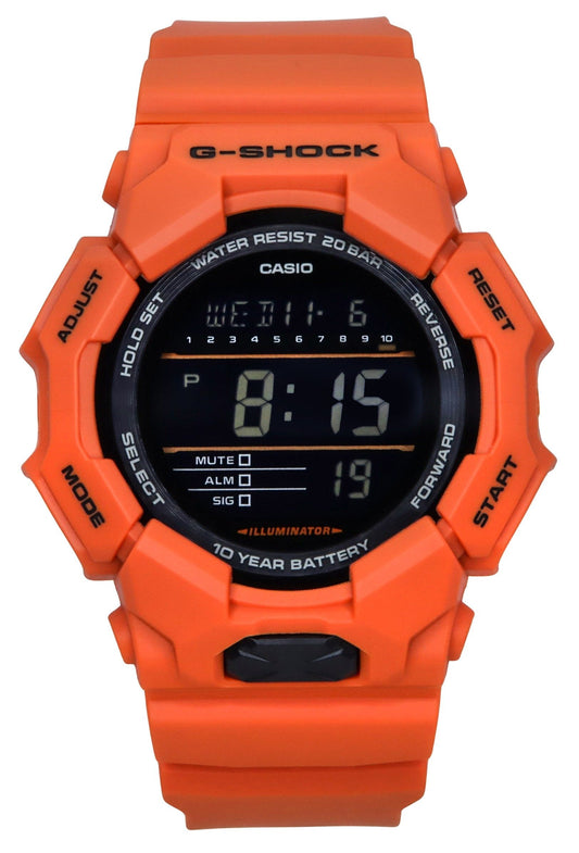 Casio G-Shock Digital Bio-Based Orange Resin Strap Schwarzes Zifferblatt Quarz GD-010-4 200M Herrenuhr