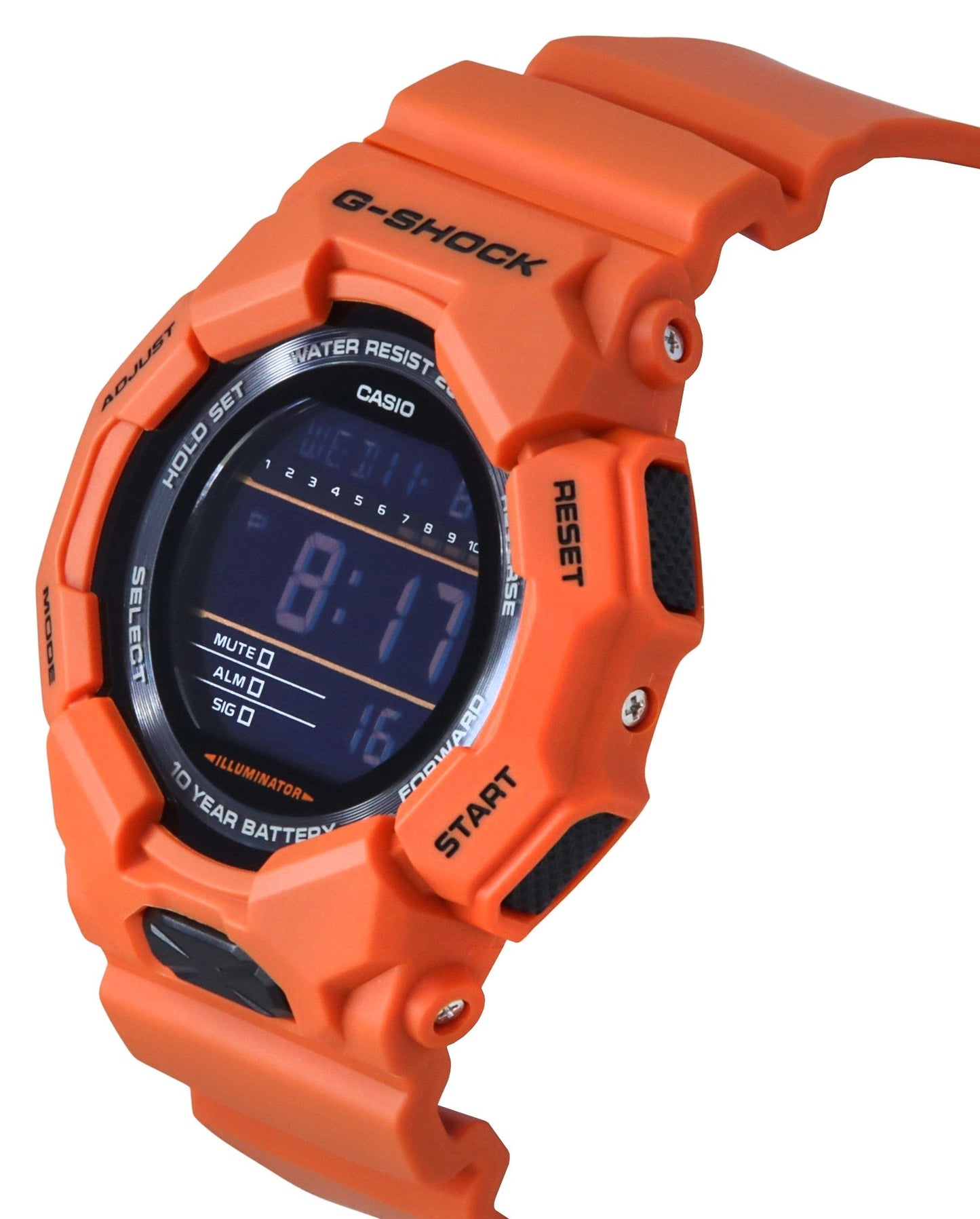 Casio G-Shock Digital Bio-Based Orange Resin Strap Schwarzes Zifferblatt Quarz GD-010-4 200M Herrenuhr