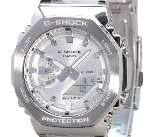 Casio G-Shock G-Steel Analog Digital Silberfarbenes Zifferblatt Quarz GM-2110D-7A 200M Herrenuhr