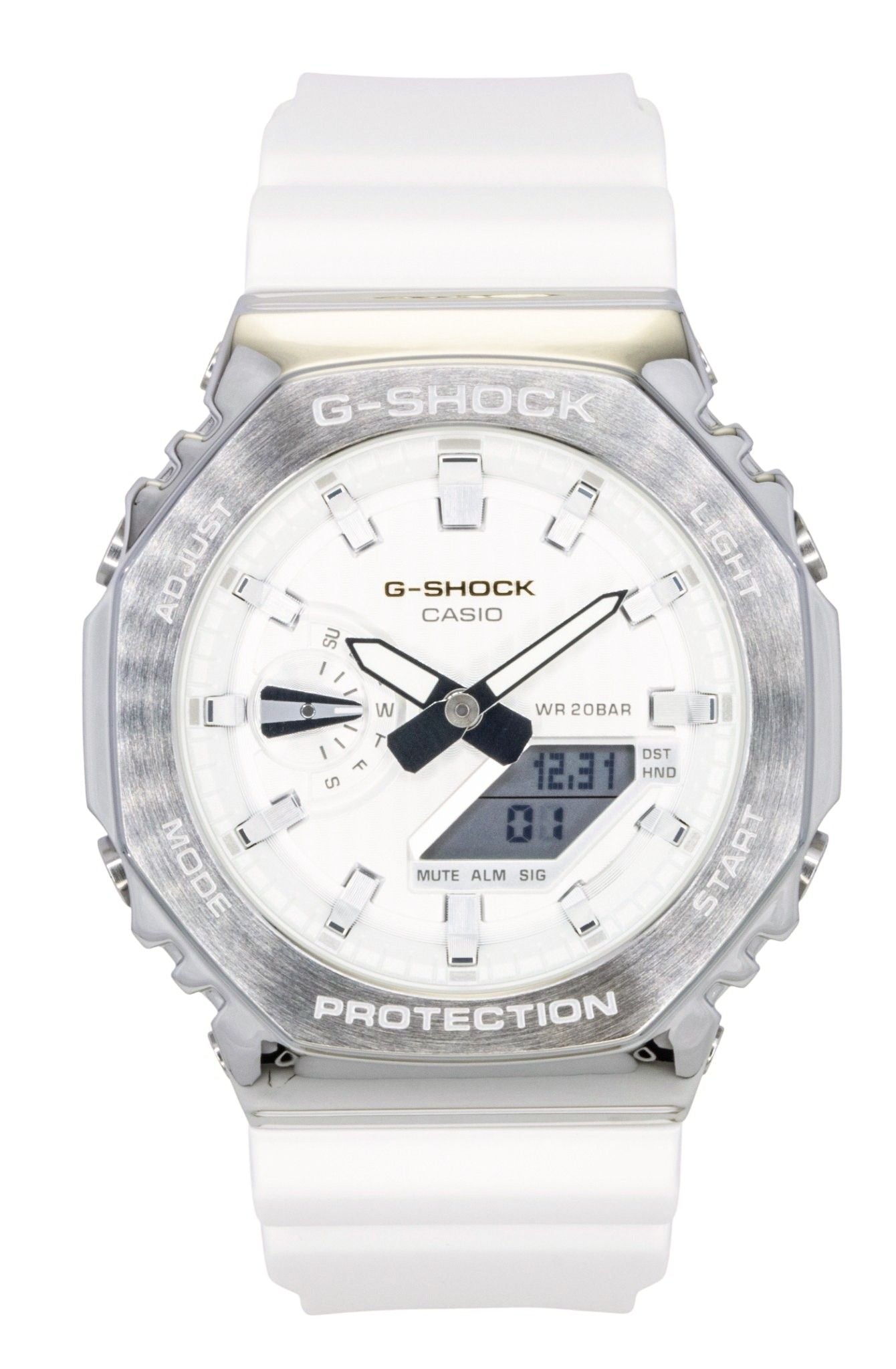 Casio G-Shock G-Steel Analog Digital Limited Edition White Dial Quarz GM-2110SH-7A 200M Herrenuhr