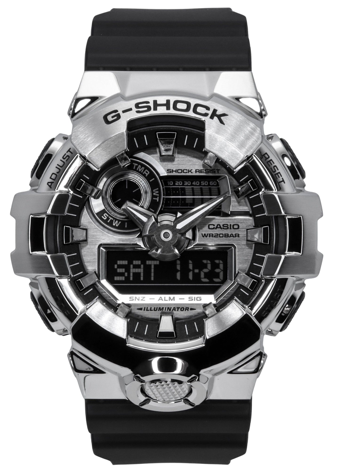 Casio G-Shock G-Steel Analog Digital Resin Strap Silberfarbenes Zifferblatt Quarz GM-700-1A 200M Herrenuhr