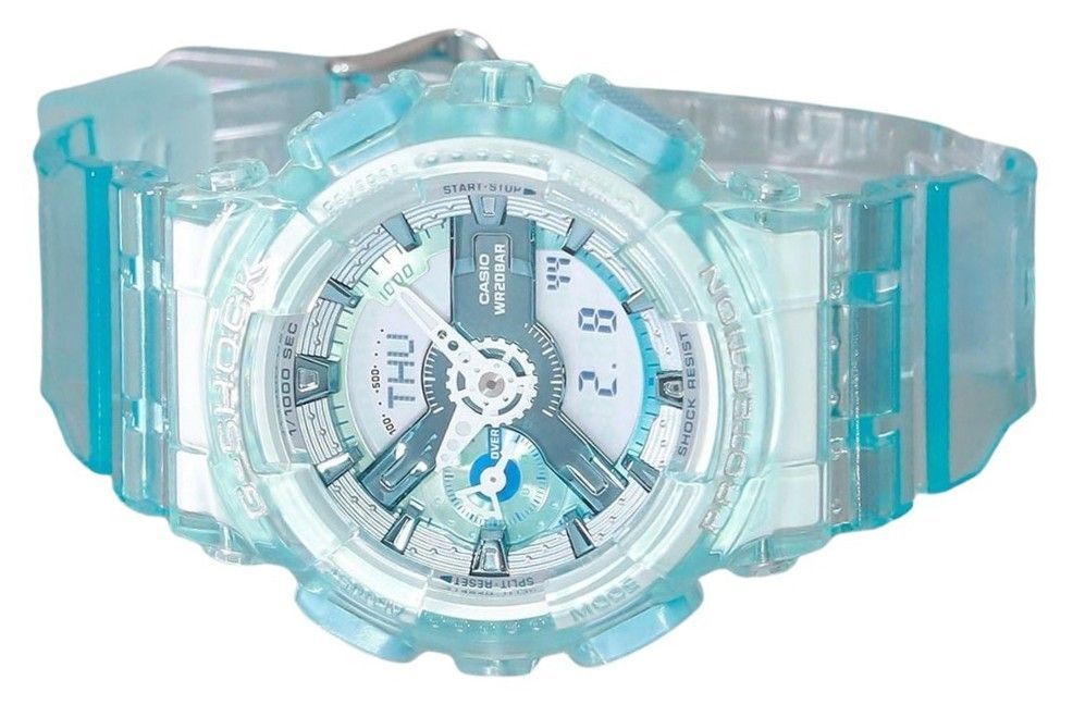 Casio G-Shock Analog Digital Translucent Light Blue Multicolor Dial Quarz GMA-S110VW-2A 200M Damenuhr