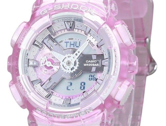 Casio G-Shock Analog Digital Virtual Worlds Translucent Pink Multicolor Dial Quarz GMA-S110VW-4A 200M Damenuhr