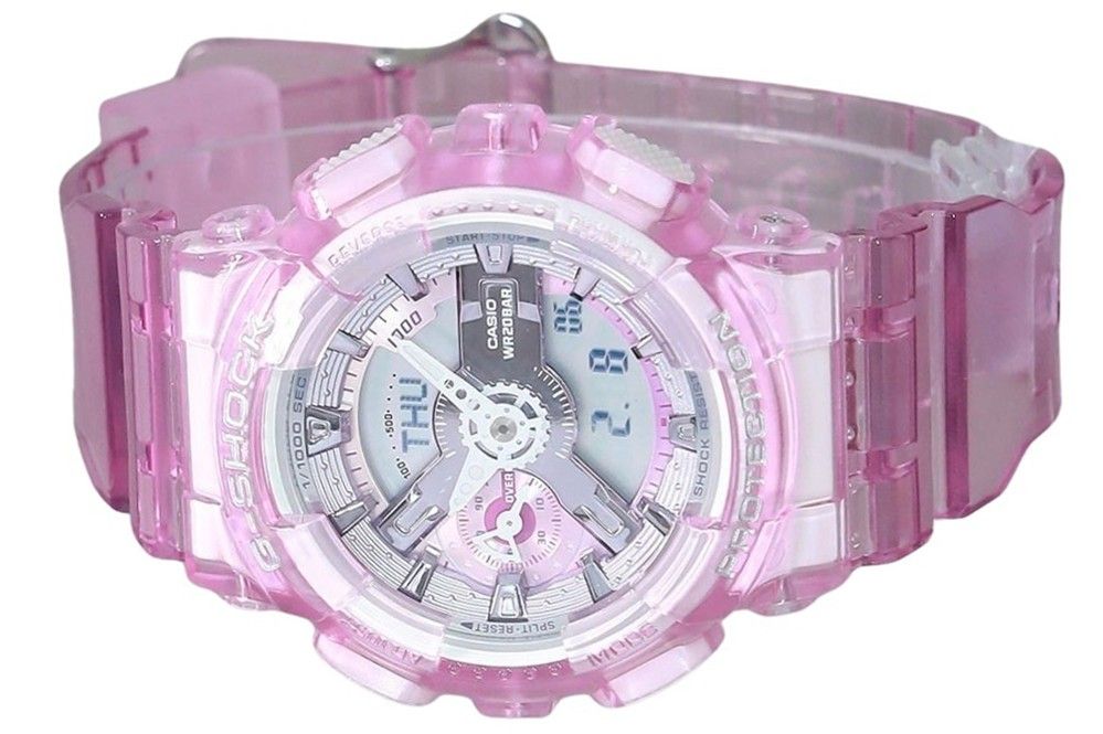 Casio G-Shock Analog Digital Virtual Worlds Translucent Pink Multicolor Dial Quarz GMA-S110VW-4A 200M Damenuhr