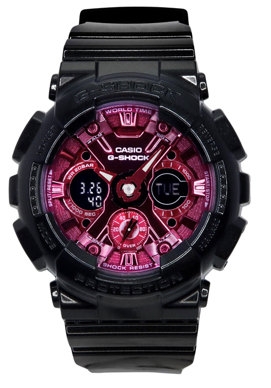 Casio G-Shock Analog Digital Resin Strap Burgundy Dial Quarz GMA-S120RB-1A 200M Damenuhr