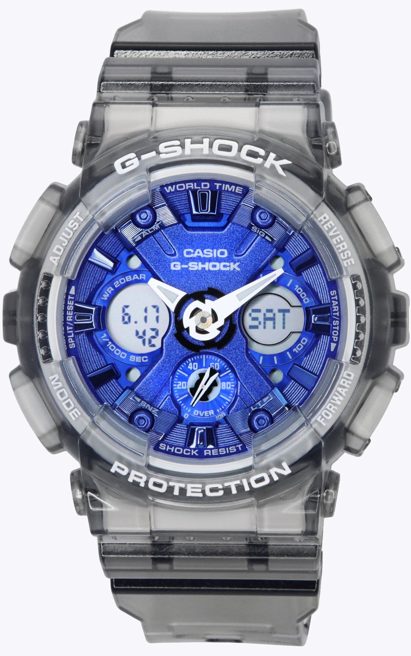 Casio G-Shock Translucent Gray Analog Digital Quarz GMA-S120TB-8A 200M Damenuhr