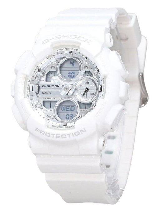 Casio G-Shock Analog Digital Bio Based White Resin Strap Silberfarbenes Zifferblatt Quarz GMA-S140VA-7A 200M Damenuhr