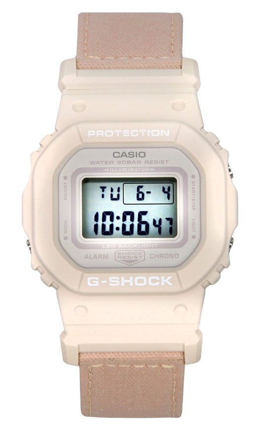 Casio G-Shock Digital Organic Pink Cloth Strap Bio-Based Resin Quarz GMD-S5600CT-4 200M Damenuhr