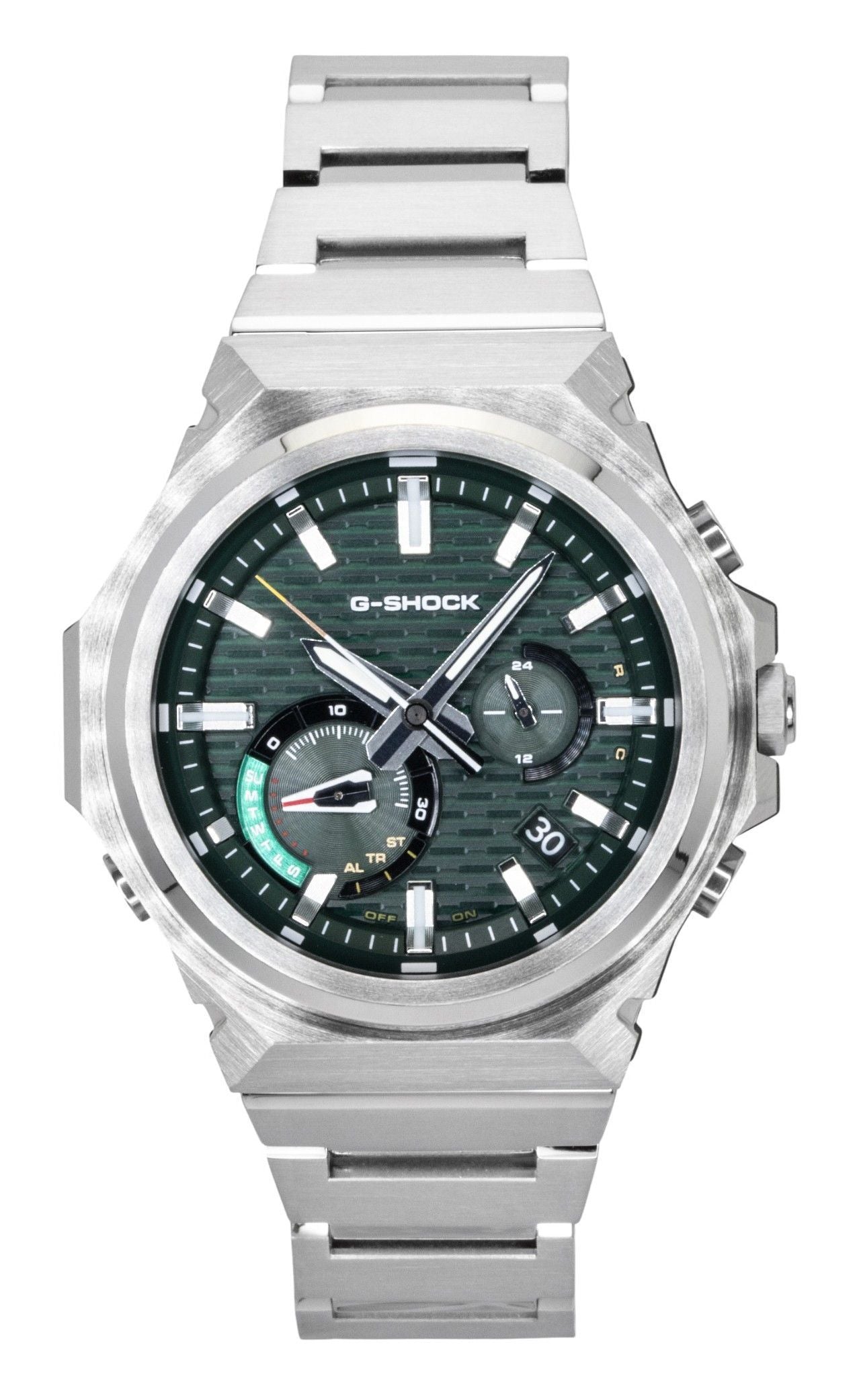 Casio G-Shock G-Steel Analog Smartphone Link Edelstahl Gr?nes Zifferblatt Solar GST-B1000D-3A 200M Herrenuhr